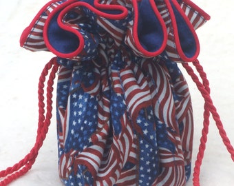 American flag patriotic anti tarnish jewelry bag