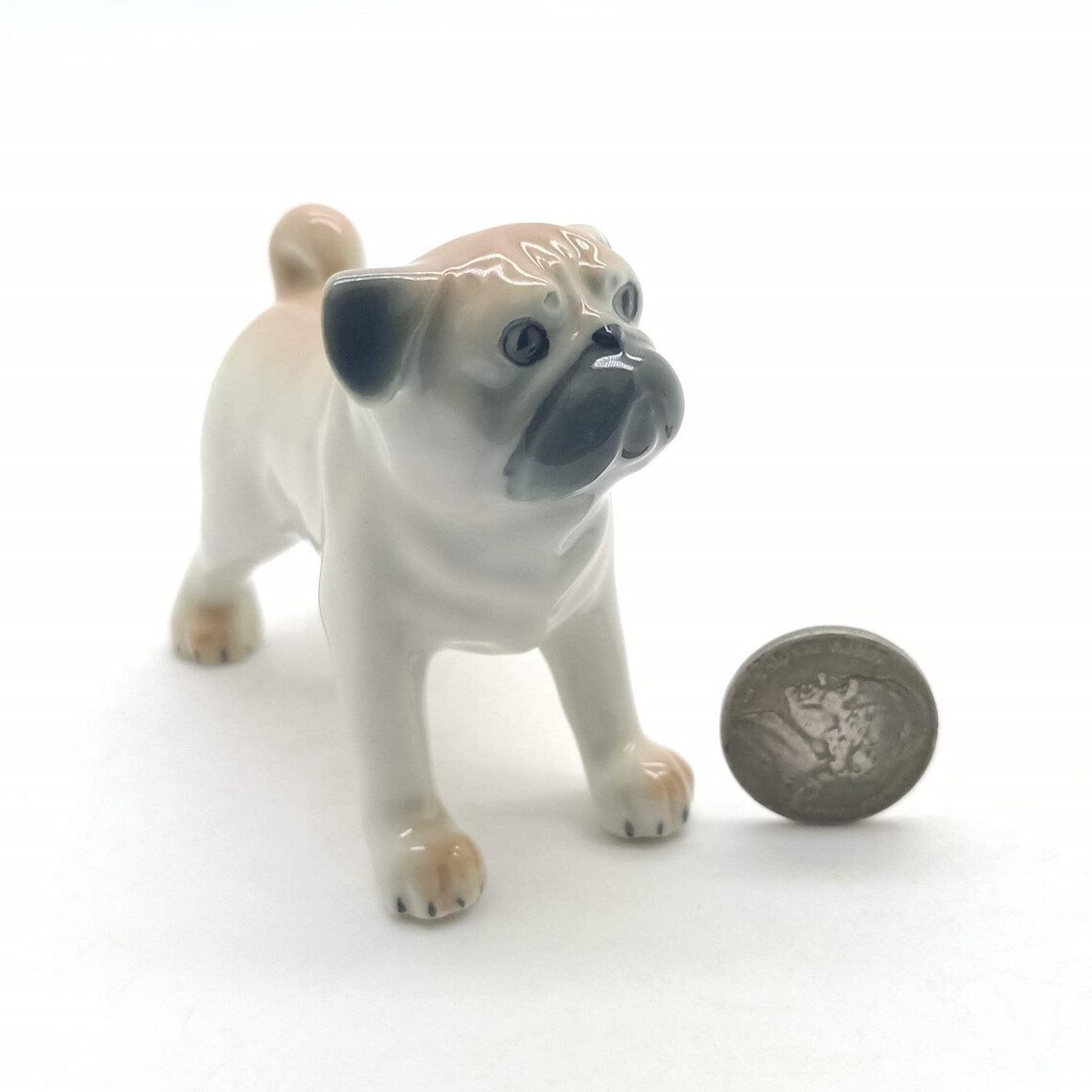 Set of 2 Pug Dog Ceramic Figurine Animal Statue Etsy