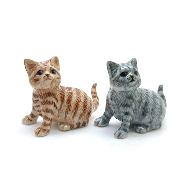 Cat Ceramic Figurine Animal Miniature Statue