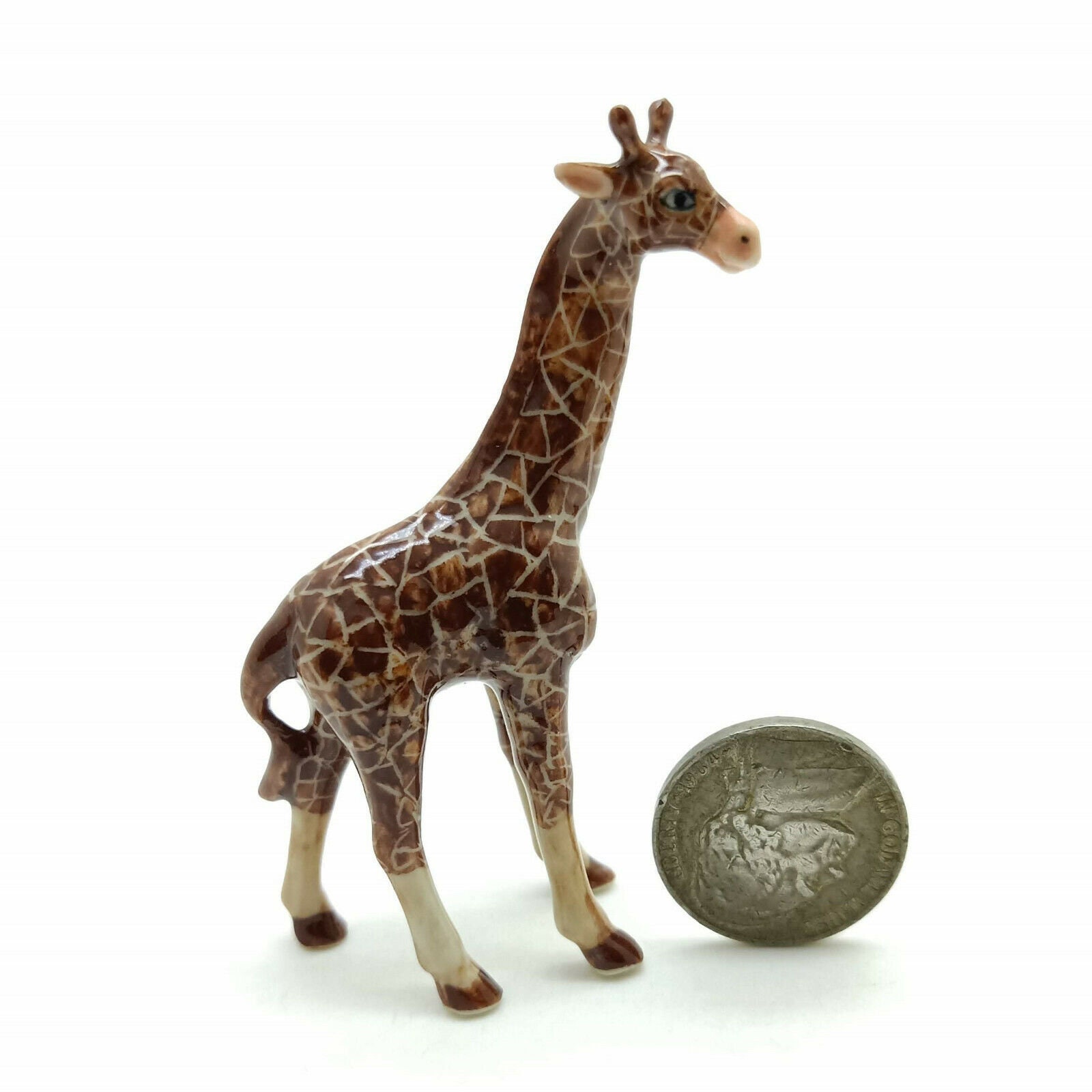 2 Giraffe Figurine Ceramic Animal Miniature Statue Etsy