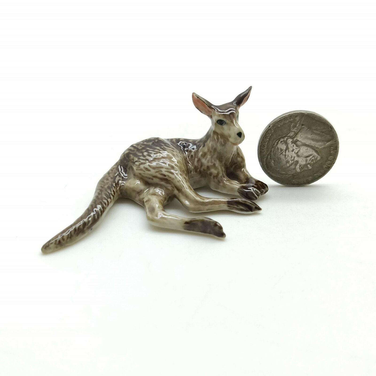 Set of 2 Kangaroo Figurine Ceramic Animal Miniature Statue Etsy UK