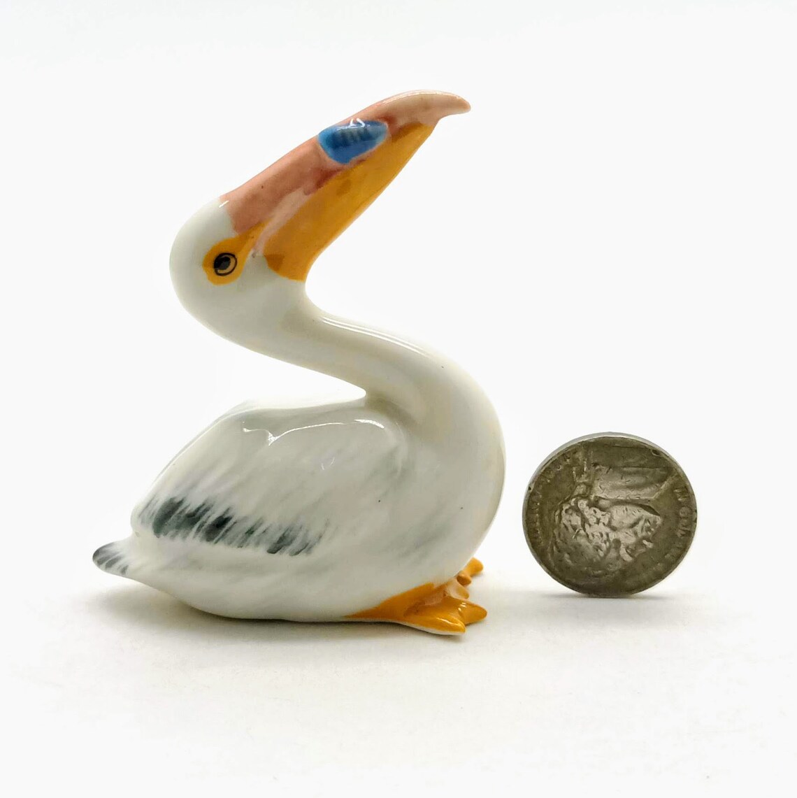 Set of 2 Pelican Bird Ceramic Figurine Animal Miniature Statue Etsy