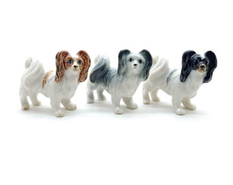 Papillon Dog Ceramic Figurine Animal Miniature Statue