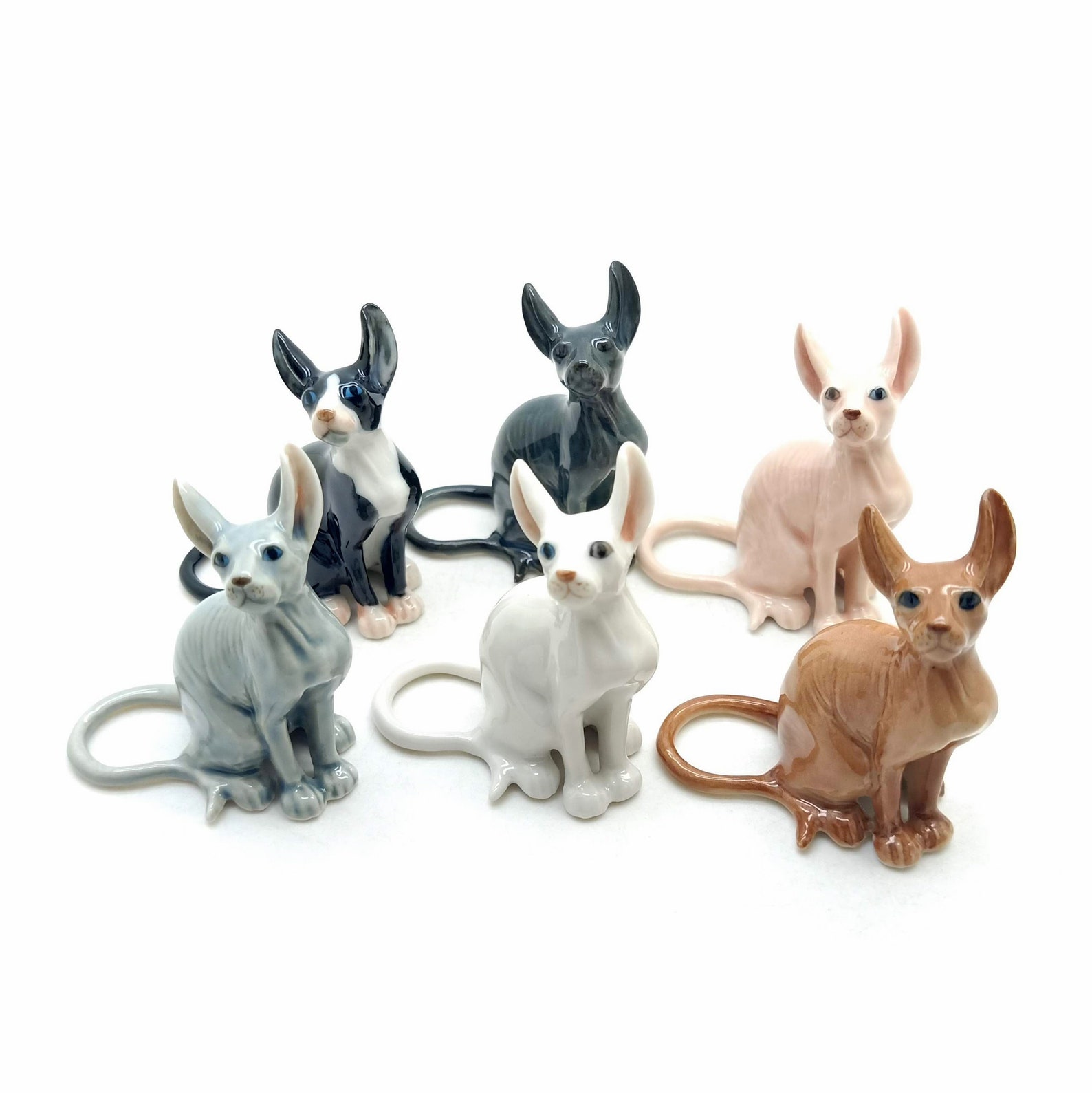 Sphynx Katze Figur Keramik Tier Minaiture Statue Etsy