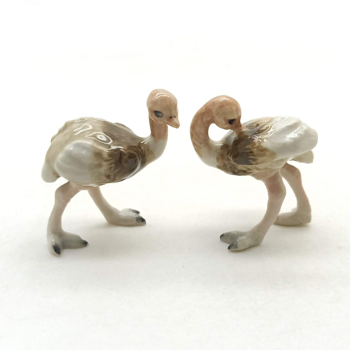 Set of 2 Ostrich Bird Figurine Ceramic Miniature Animal Statue - Etsy