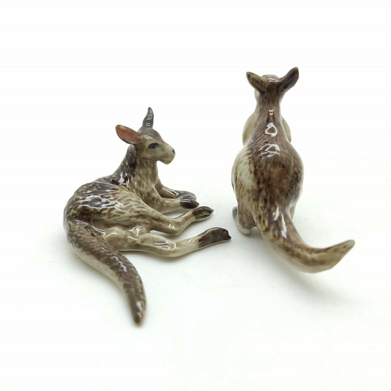 Set of 2 Kangaroo Figurine Ceramic Animal Miniature Statue Etsy