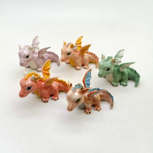 Little Dragon Ceramic Figurine, Fantasy Mythical Legendary Creature, Handcrafted Fantasy Home Decor & Unique Collectible Gift