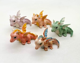 Little Dragon Ceramic Figurine, Fantasy Mythical Legendary Creature, Handcrafted Fantasy Home Decor & Unique Collectible Gift