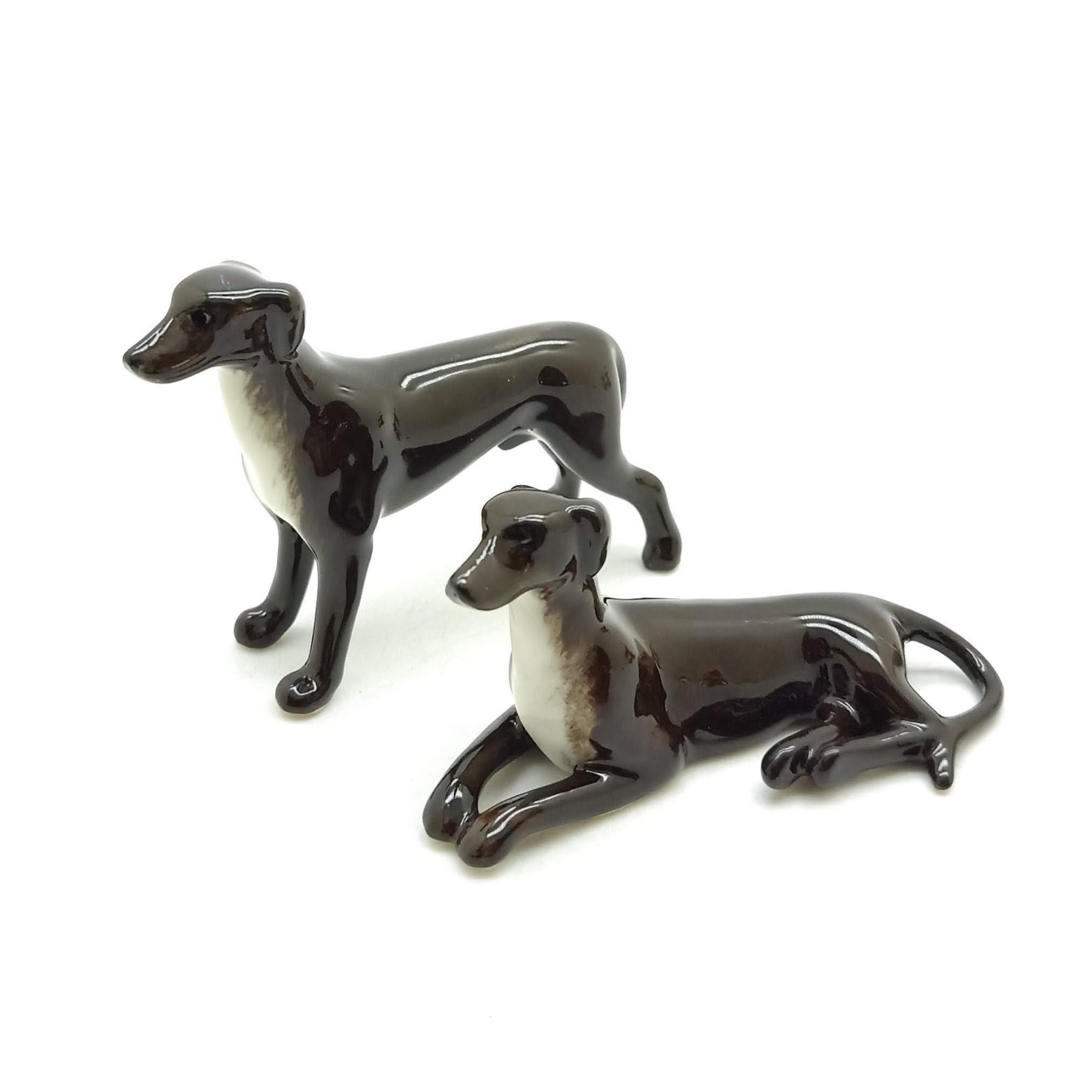 Set of 2 Greyhound Dog Figurine Animal Ceramic Statue Etsy