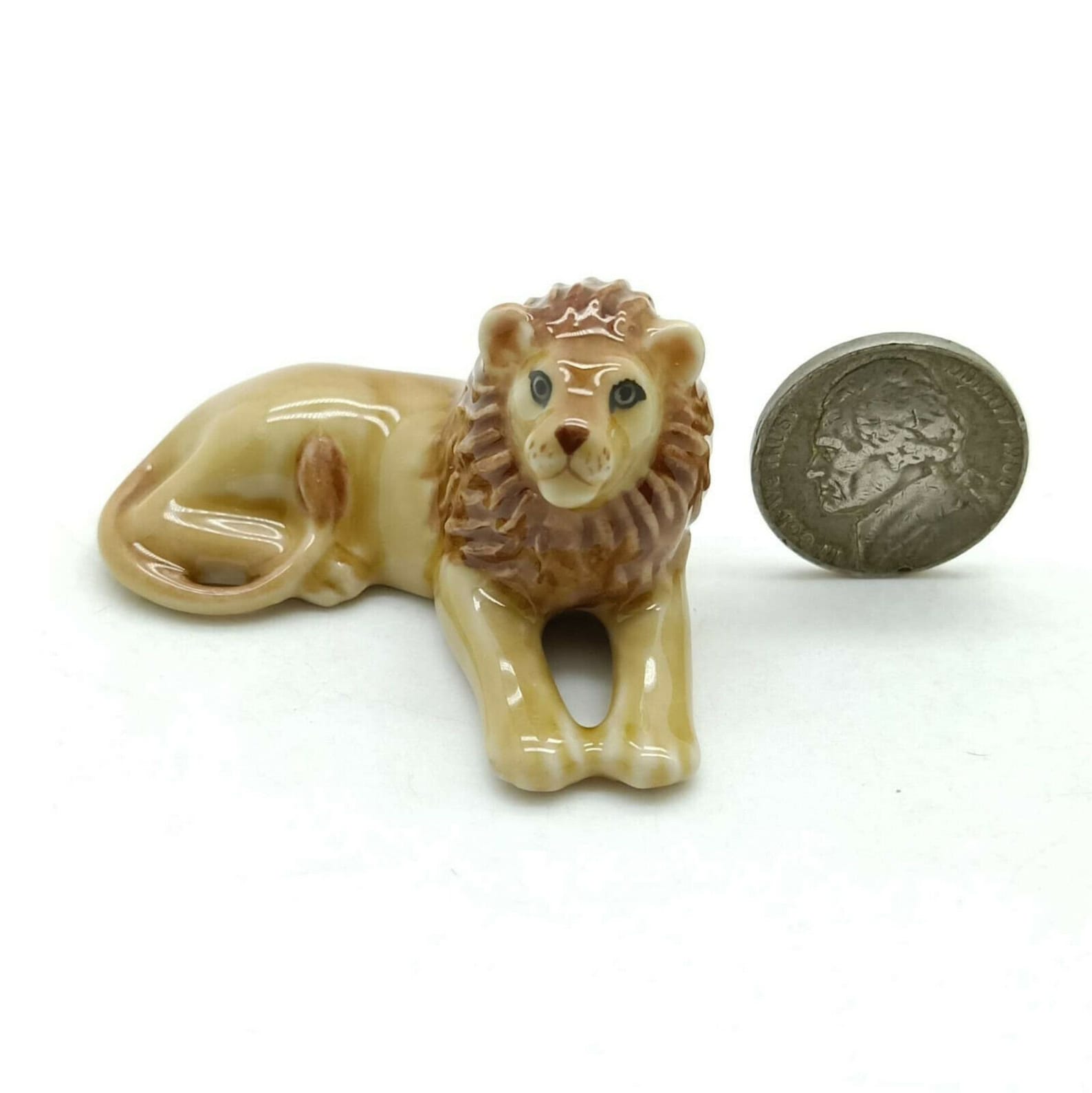 3 Lion Ceramic Figurine Animal Statue Etsy