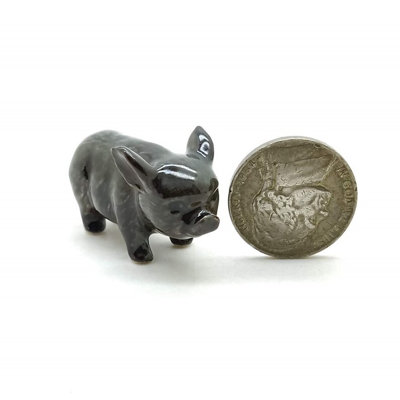 3 Black Pot-Bellied Pigs Farm Animal Ceramic Statue Figurine | Etsy