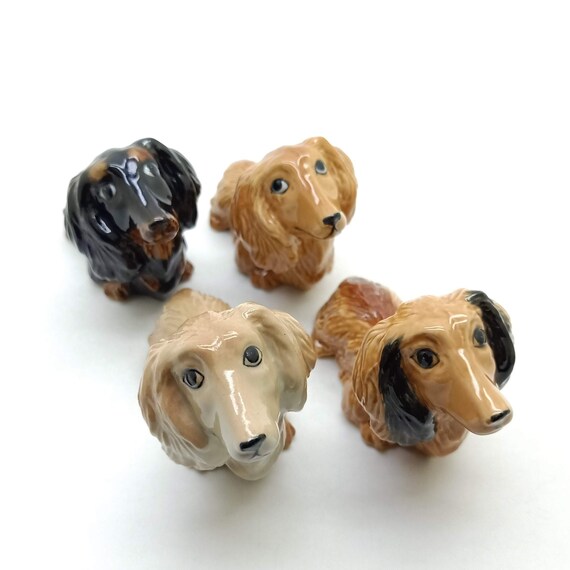 Long Haired Dachshund Dog Figurine Ceramic Animal Statue - Etsy