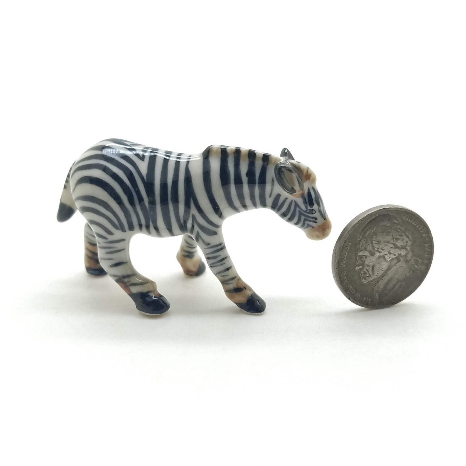 Set of 3 Zebra Ceramic Figurine Animal Brown Statue Etsy