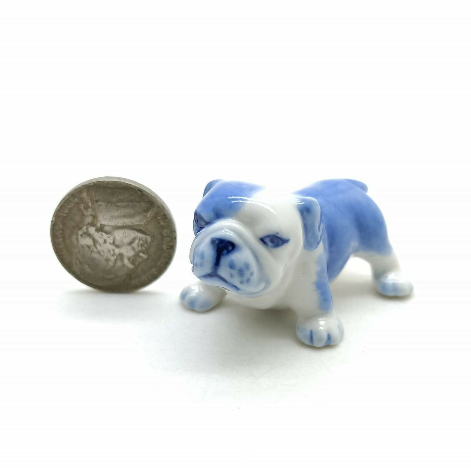 Set of 2 Bulldog Dog Ceramic Figurine Animal Miniature Statue Etsy