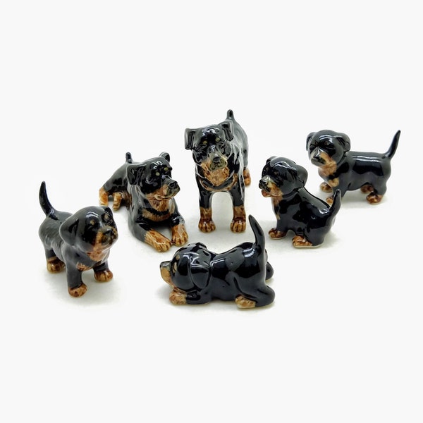 Figurines en céramique de chien Rottweiler Statue animale | Pour les amoureux des chiens | Collection d'animaux de compagnie | Décoration d'intérieur