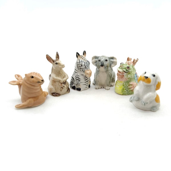 Ceramic Sewing Thimble Animal Faces - Otter, Poodle dog, Dragon, Kangaroo, Koala Bear, Zebra