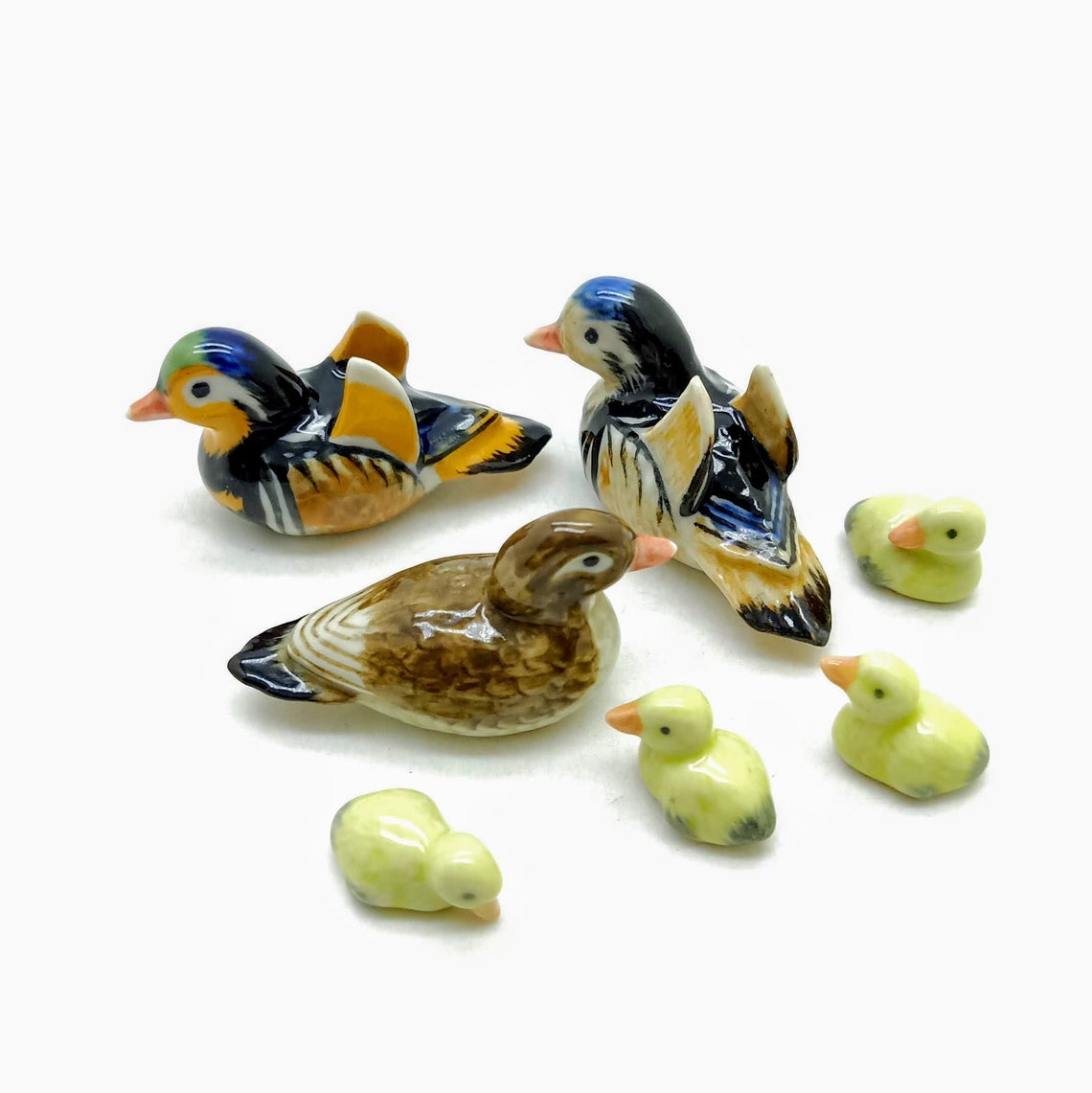Mandarin Duck Figurine Ceramic Animal Family Statue Etsy