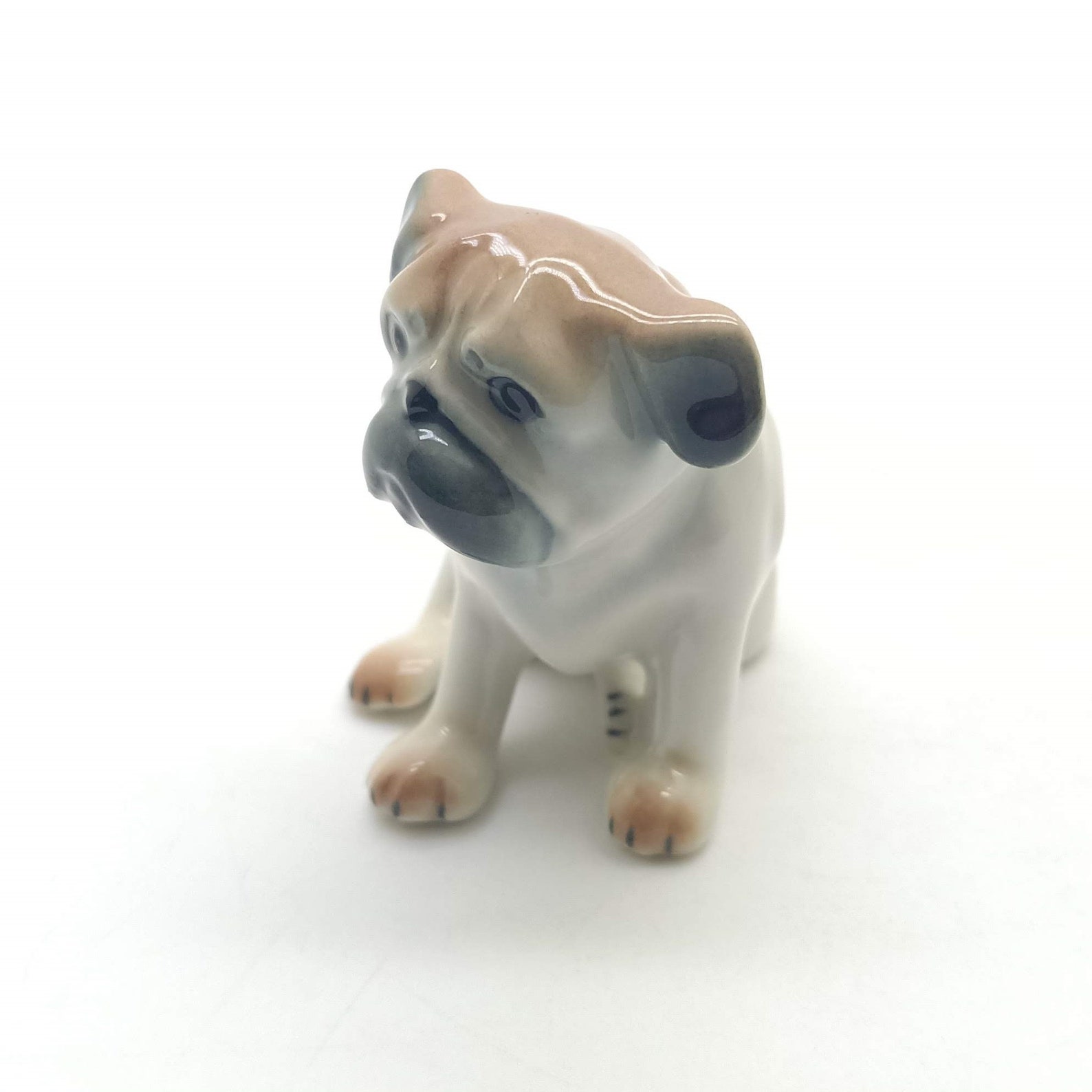 Set of 2 Pug Dog Ceramic Figurine Animal Statue Etsy
