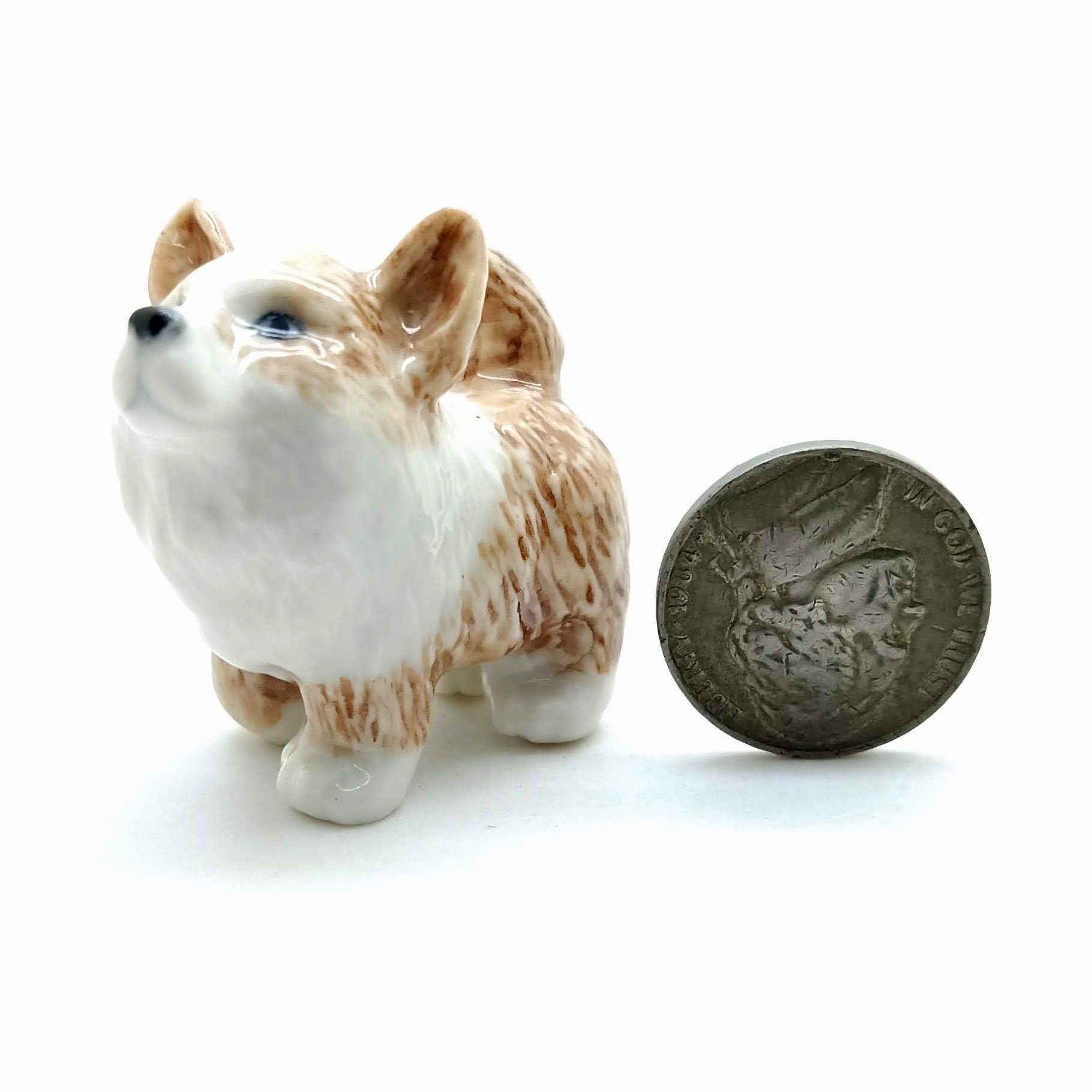 Set of 2 Dog Figurine Ceramic Animal Baby Miniature Etsy