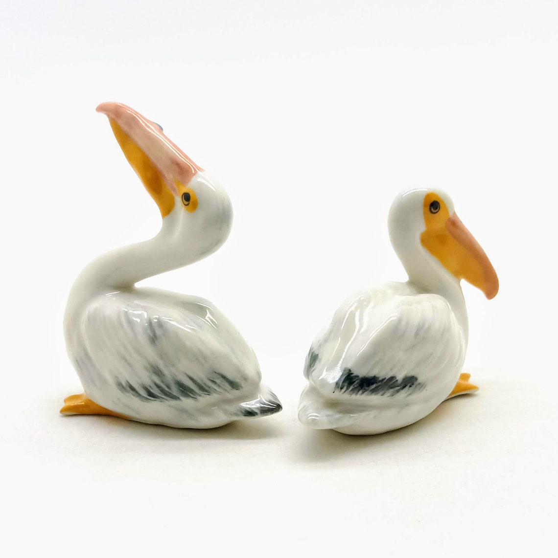 Set of 2 Pelican Bird Ceramic Figurine Animal Miniature Statue Etsy