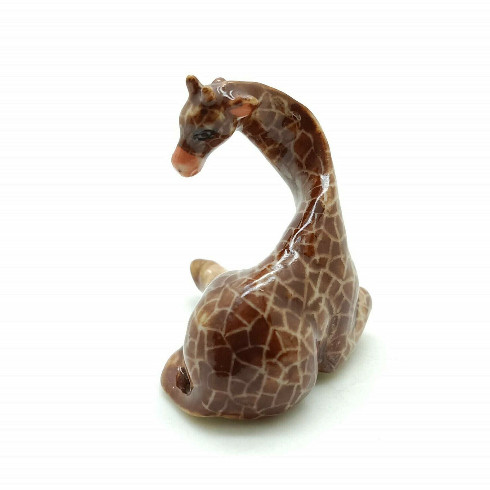 2 Giraffe Figurine Ceramic Animal Miniature Statue Etsy