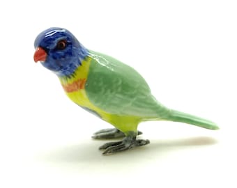 Rainbow Lorikeet Parrot Ceramic Figurine - Vibrant Colors - Tropical Bird Decor, Gift for Collectors, Nature Lovers & Bird Enthusiasts