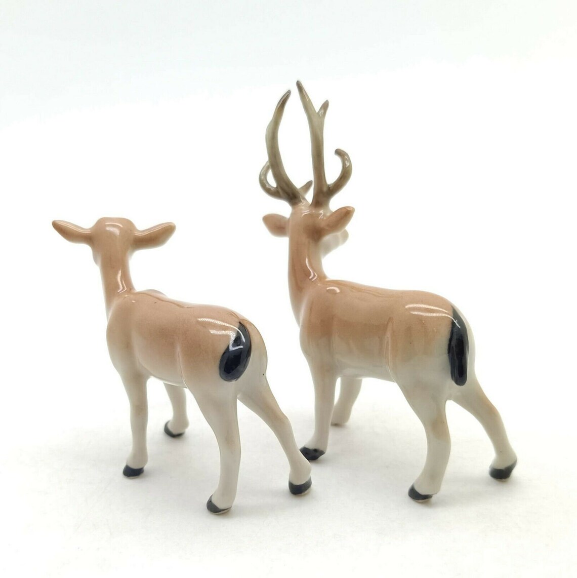 Set of 2 Forest Deers Figurine Ceramic Animal Male Female Etsy