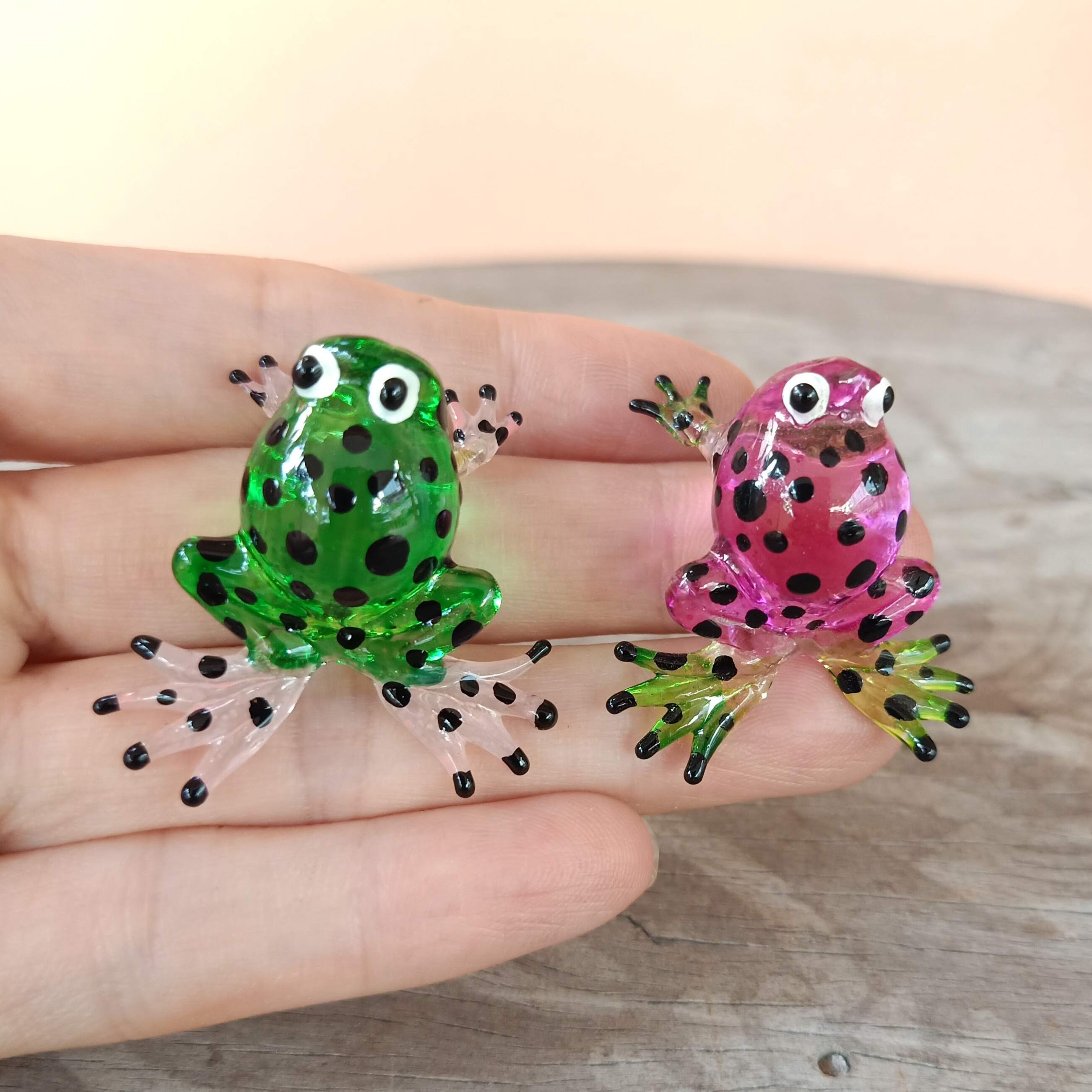Set of 2 Frog Figurine Hand Blown Glass Tiny Animal - Etsy