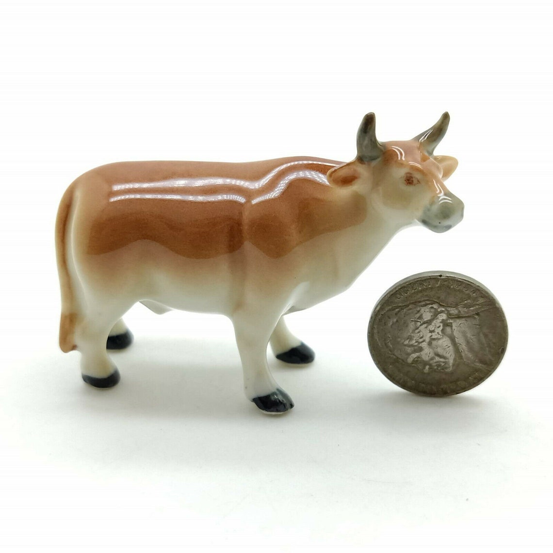 Set of 2 Cow Ceramic Figurine animal Miniature Statue Etsy