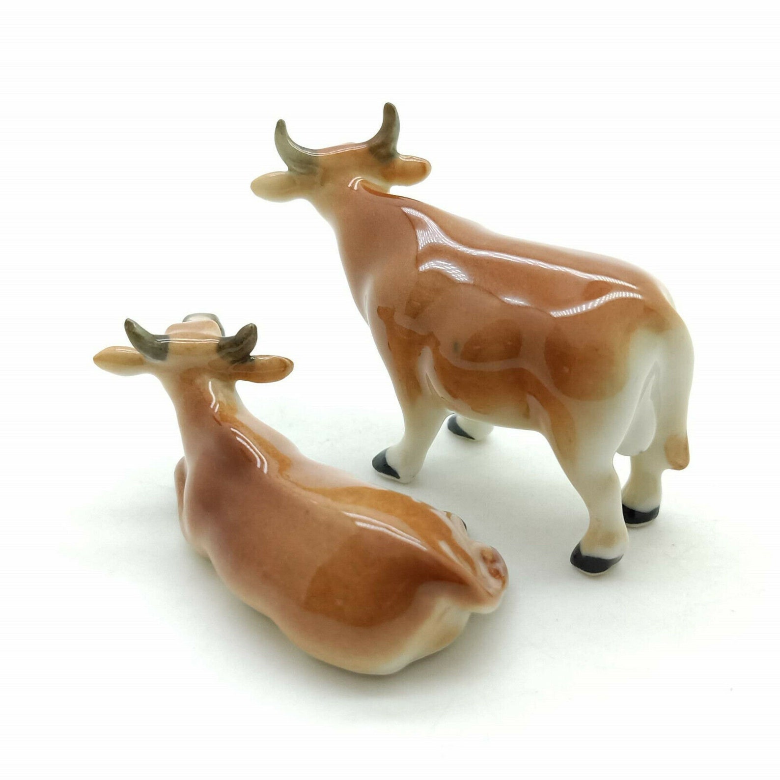 Set of 2 Cow Ceramic Figurine animal Miniature Statue Etsy