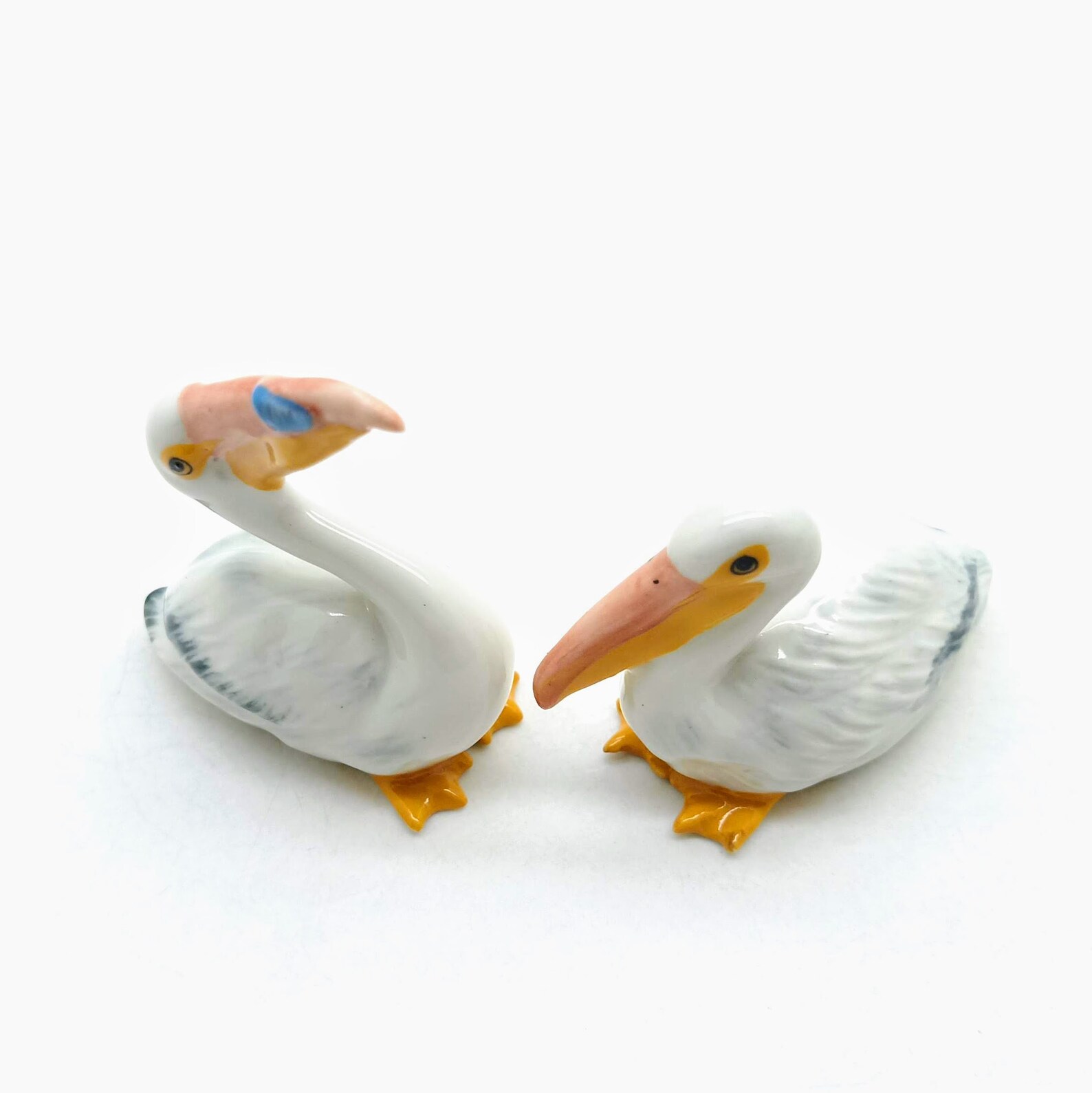 Set of 2 Pelican Bird Ceramic Figurine Animal Miniature Statue Etsy