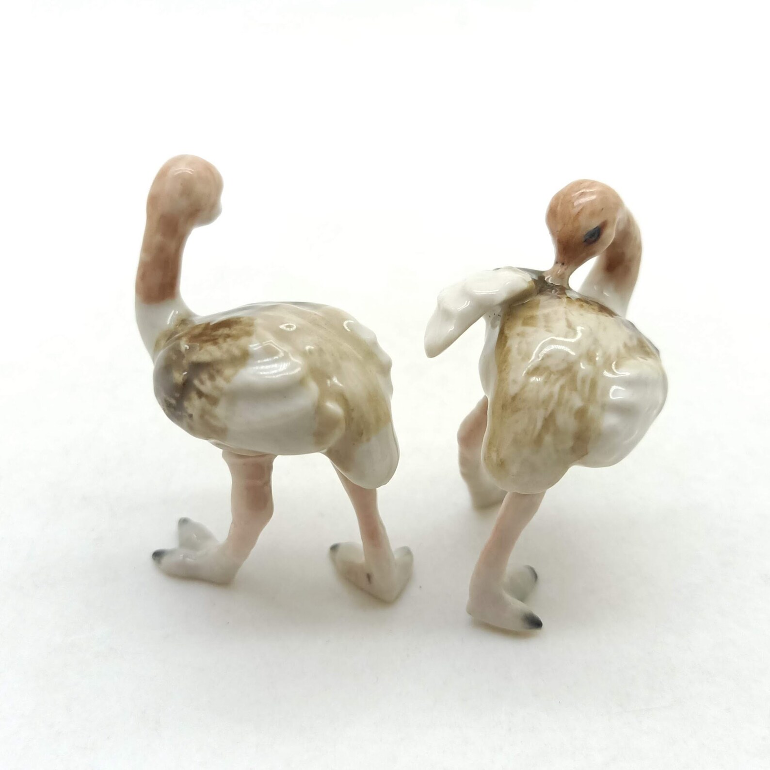 Set of 2 Ostrich Bird Figurine Ceramic Miniature Animal Statue | Etsy