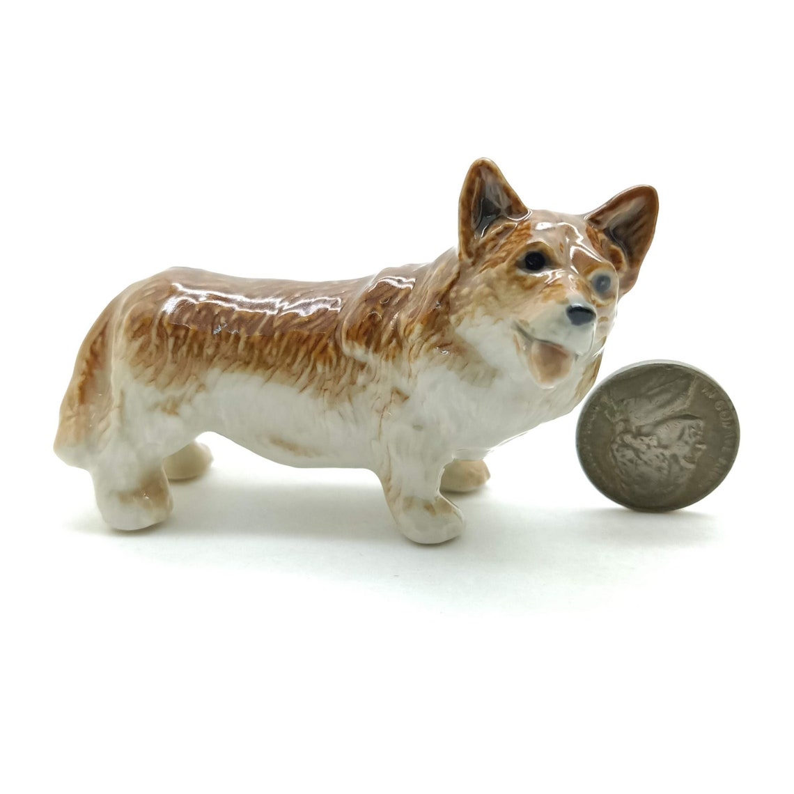 Dog Figurine Ceramic Animal Miniature Statue Etsy