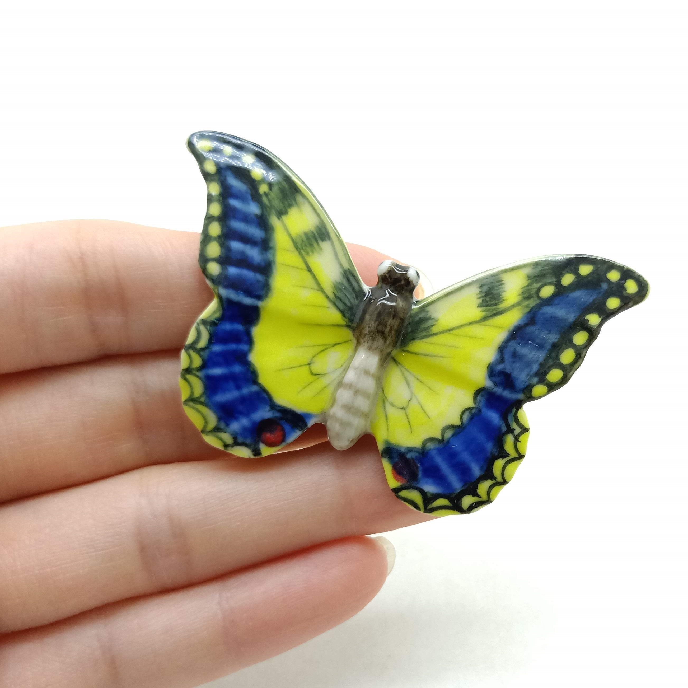 Set of 5 Butterfly Insect Ceramic Figurine Animal Miniature Etsy