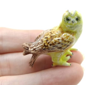 Owl Bird Ceramic Figurine Animal Miniature Statue