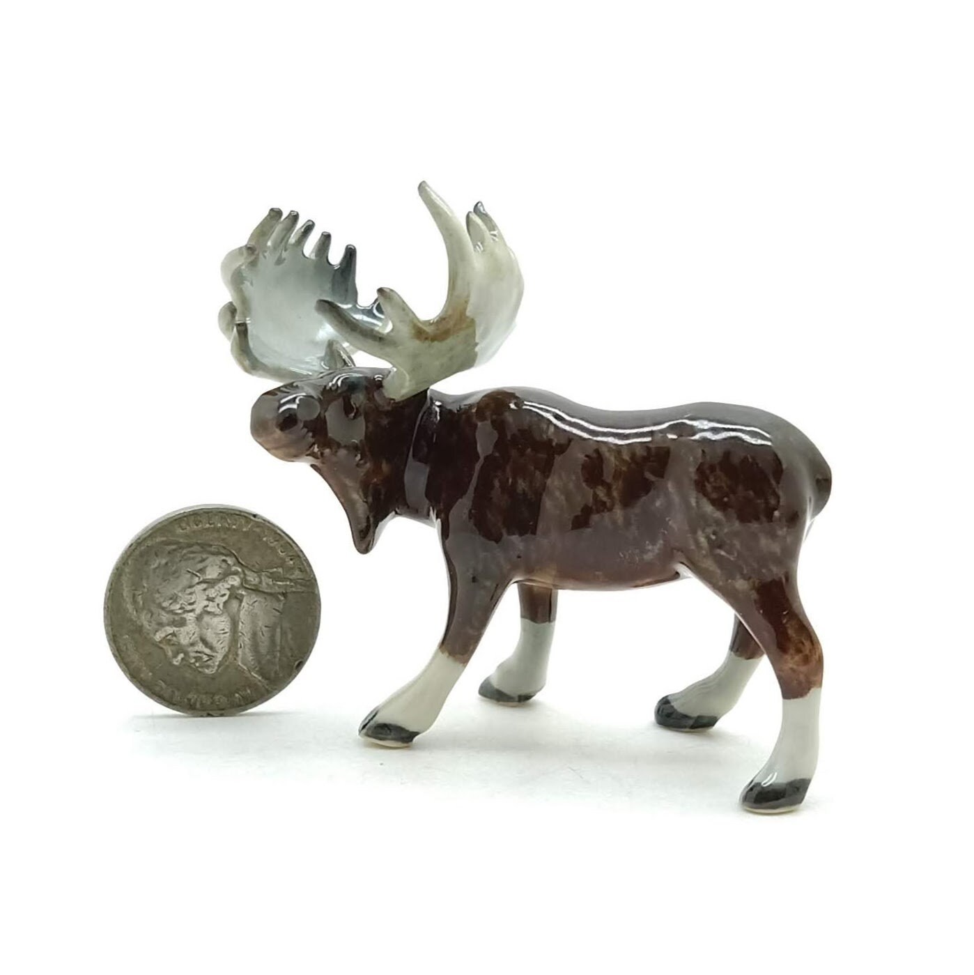 Set of 2 Moose Figurine Ceramic Wild Animal Elk Miniature Etsy UK