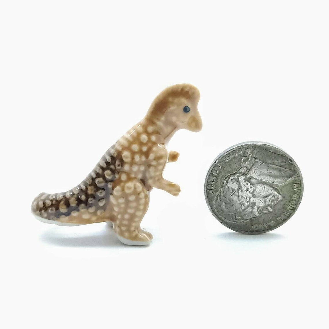 Set of 3 Dinosaur Ceramic Figurine Miniature Animal Etsy