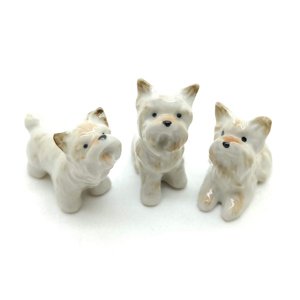 Set of 3 West Highland Terrier Dog Ceramic Figurine Animal Miniature
