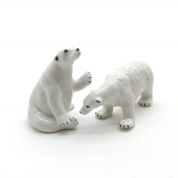 Unearth Arctic Beauty with White Polar Bear Ceramic Figurines | Collector's Delight!