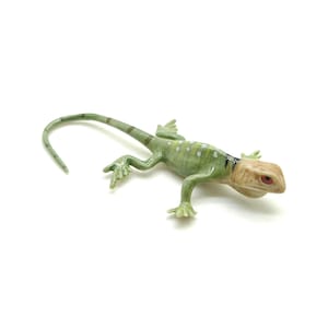 Green Lizard Chameleon Gecko Skink Ceramic Figurine Animal Statue