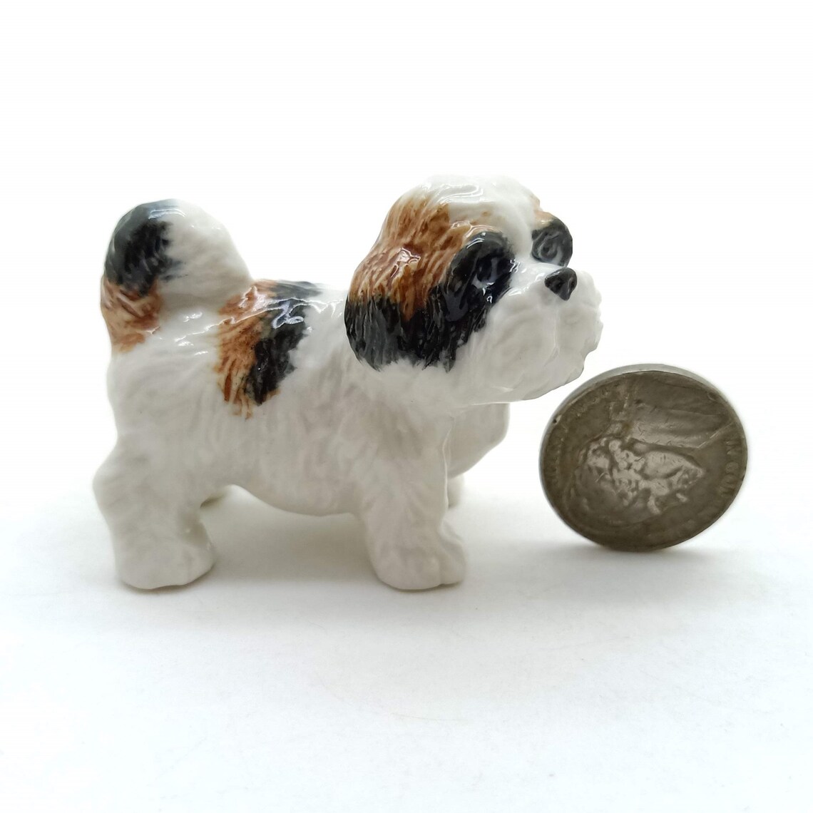 Set of 2 Puppy Shih Tzu Dog Ceramic Figurine Miniature Statue Etsy
