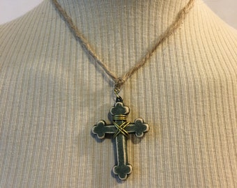 Handmade Distressed Gothic Cross Necklace