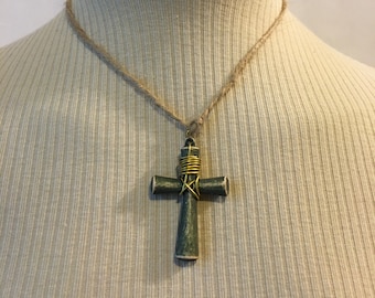 Handmade Distressed Gothic Cross Necklace