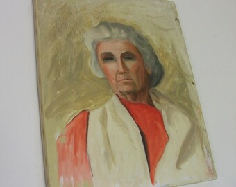 Distressed Vintage Portrait Painting on Stretched Canvas