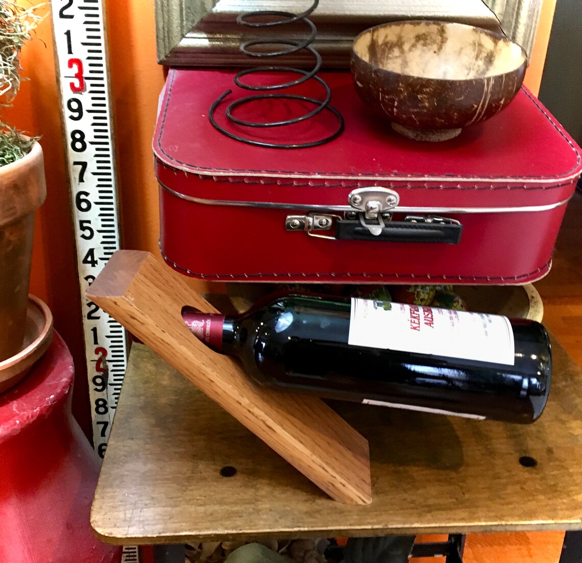 Vintage Wine Bottle Holder Cantilevered Balancing Wooden Etsy