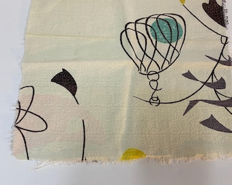 50's  vintage cotton barkcloth  Fabric piece