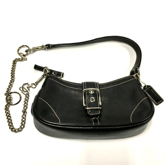 Vintage Coach Black Leather  Pouch Bag Belt bag - image 2
