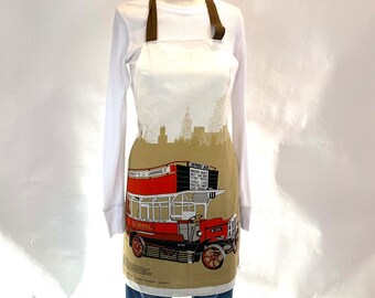 Vintage London Liverpool Double Decker Bus Transport Souvenir Apron