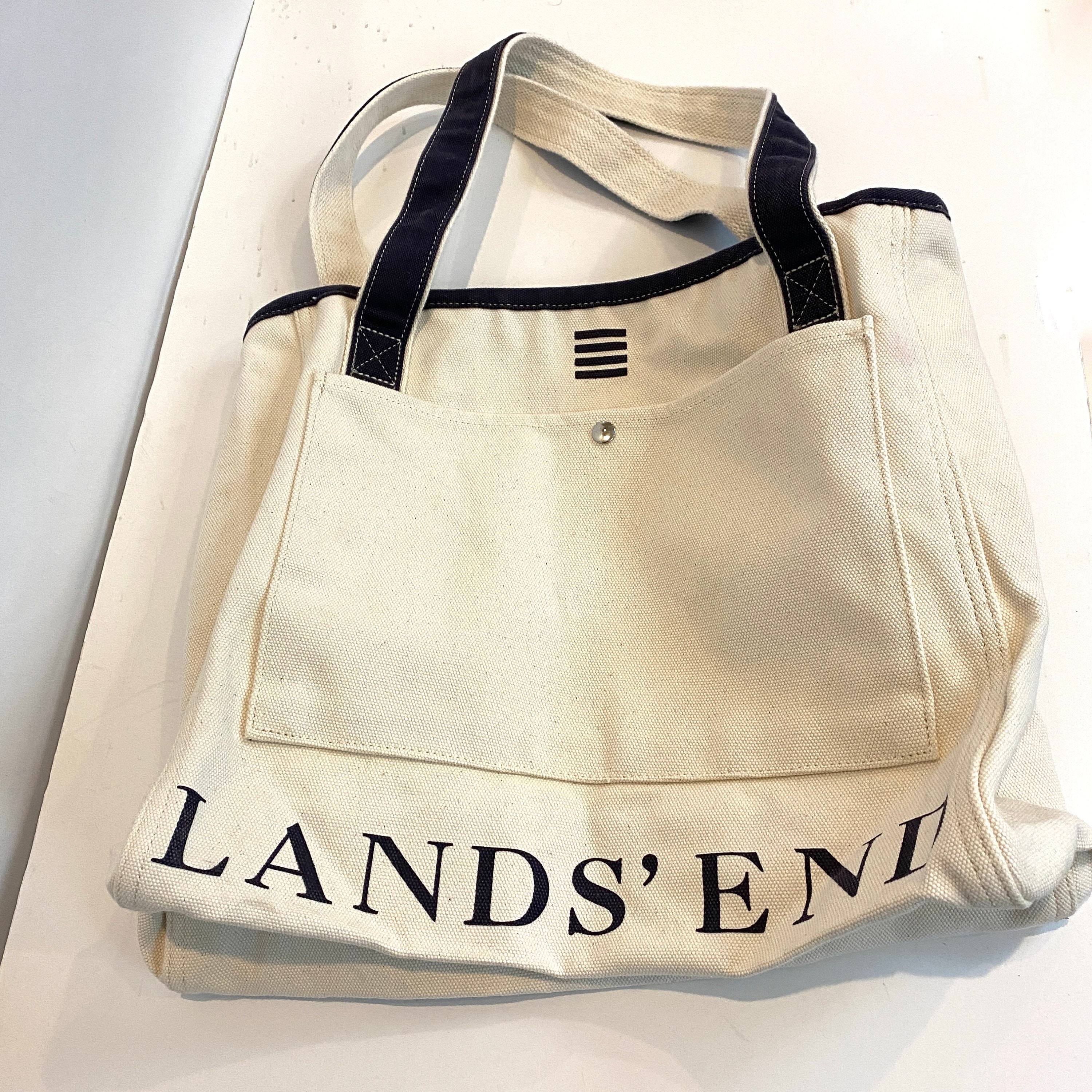 LANDS' END Canvas Tote Bag With Embroidered Name "