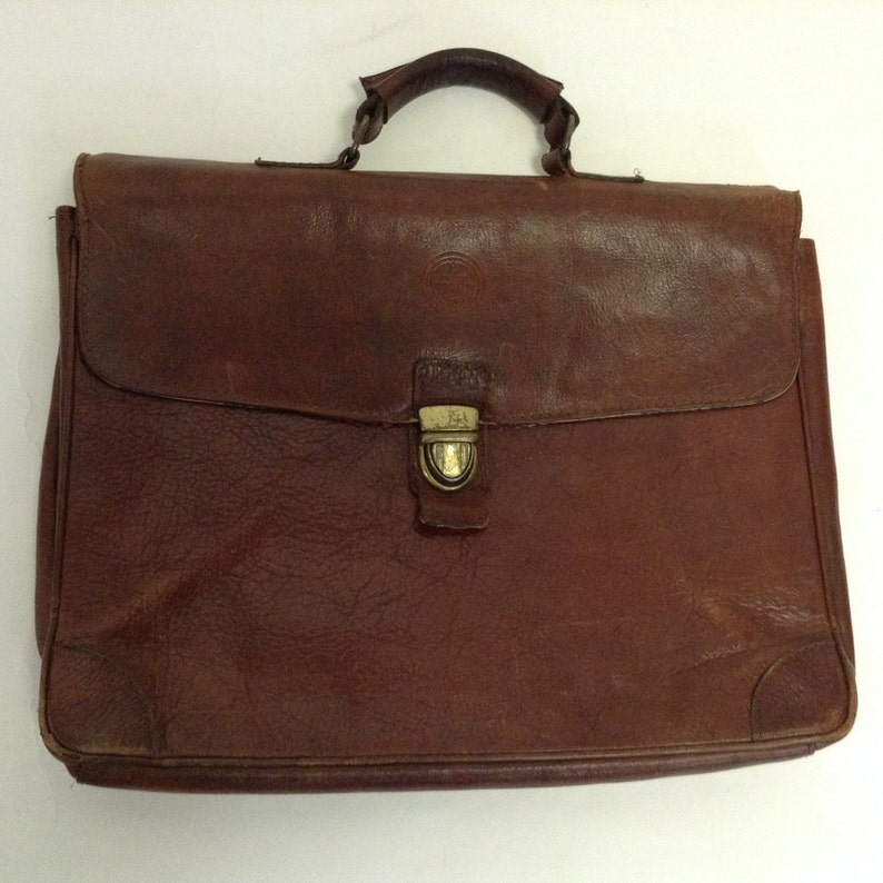Tattered Distressed Vintage Leather Briefcase bag | Etsy